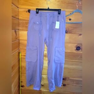 Cider Super Soft  AND CUTE 100% Cotton Cargo Pants In Light Purple XL NWT